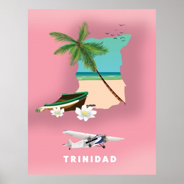 Trinidad karta illustrerade reseaffisch. poster (Framsidan)
