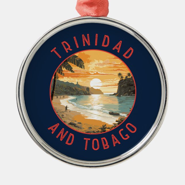 Trinidad och Tobago Caribbean Distress Circle Julgransprydnad Metall (Framsidan)