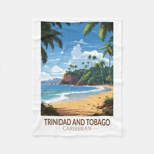 Trinidad och Tobago Caribbean Travel Art Vintage Fleecefilt (Framsidan)
