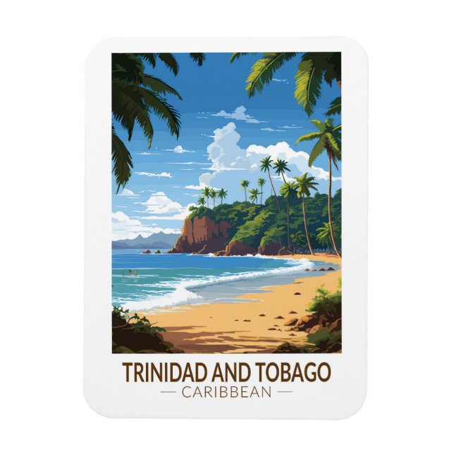 Trinidad och Tobago Caribbean Travel Art Vintage Magnet (Vertikal)