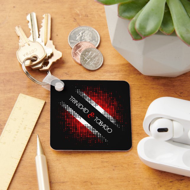 Trinidad och Tobago Dot Mönster Flagga Nyckelring (Skrivbord)