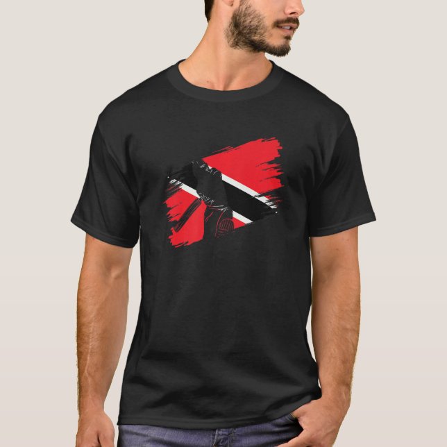 Trinidad och Tobago Flagga Cricket Fläkt Player Co T Shirt (Framsida)