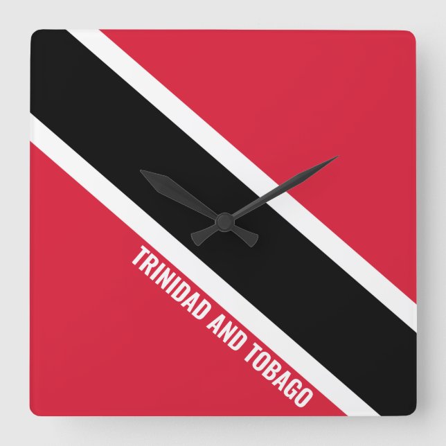 Trinidad och Tobago Flagga Dazzling Patriotic Fyrkantig Klocka (Framsida)