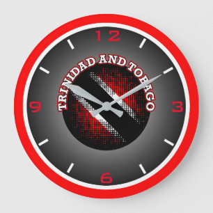 Trinidad och Tobago Flagga (Dot Mönster) Stor Klocka