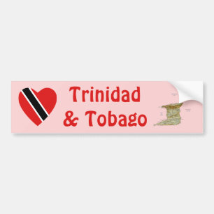 Trinidad och Tobago Flagga Hjärta+ Kartdekal Bildekal