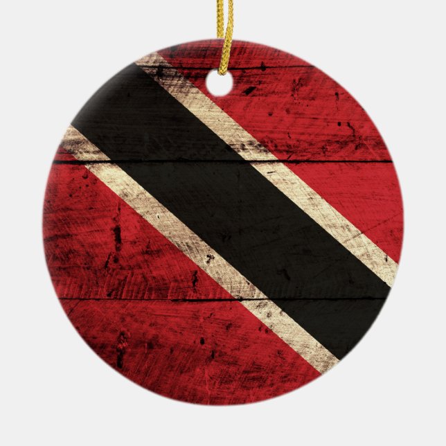 Trinidad och Tobago Flagga Julgransprydnad Keramik (Framsidan)
