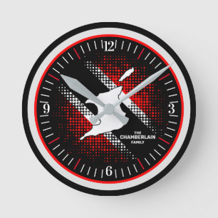 Trinidad och Tobago Flagga och Karta Rund Klocka