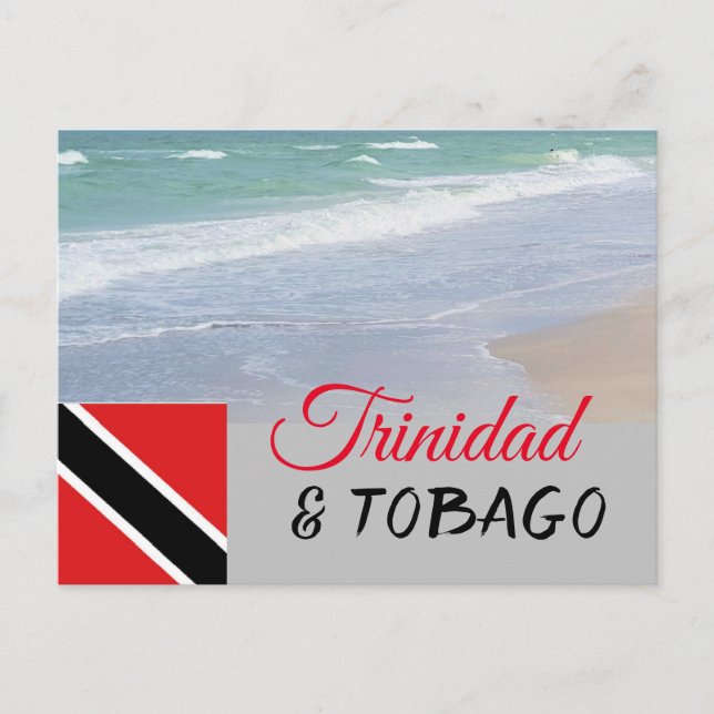 Trinidad och Tobago flagga och strand Vykort (Framsida)