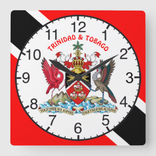 Trinidad och Tobago flagga och vapensköld Fyrkantig Klocka