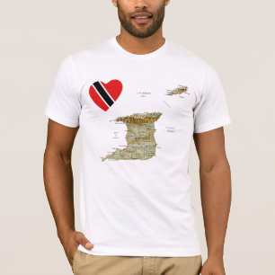 Trinidad och Tobago flaggahjärta och kartaT-tröja T-shirt