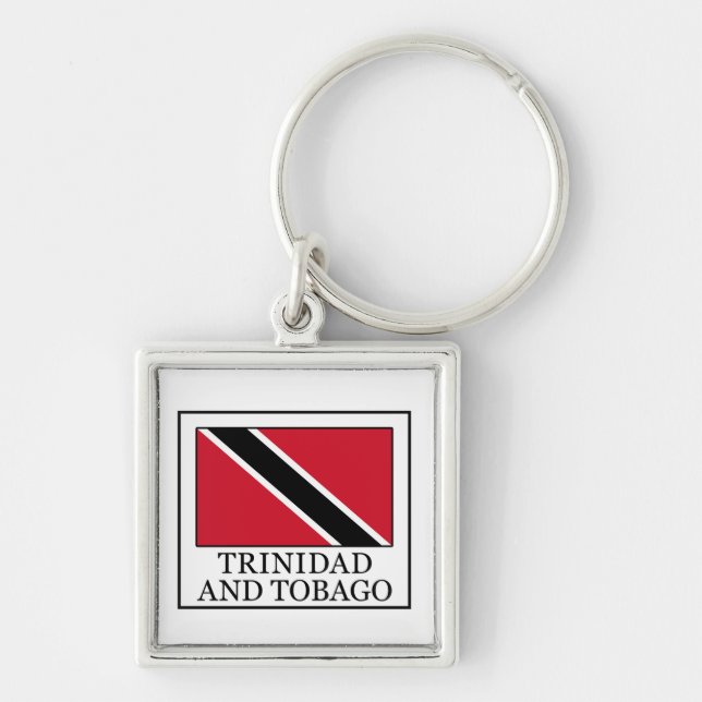 Trinidad och Tobago Fyrkantig Silverfärgad Nyckelring (Framsidan)