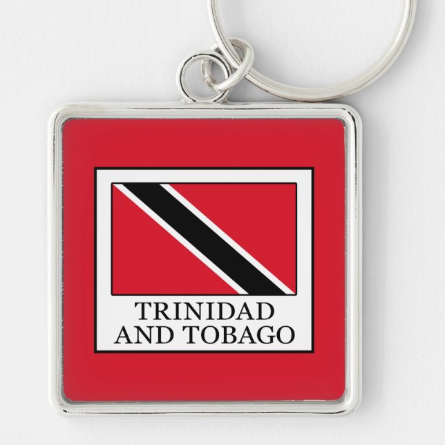 Trinidad och Tobago Fyrkantig Silverfärgad Nyckelring (Framsidan)