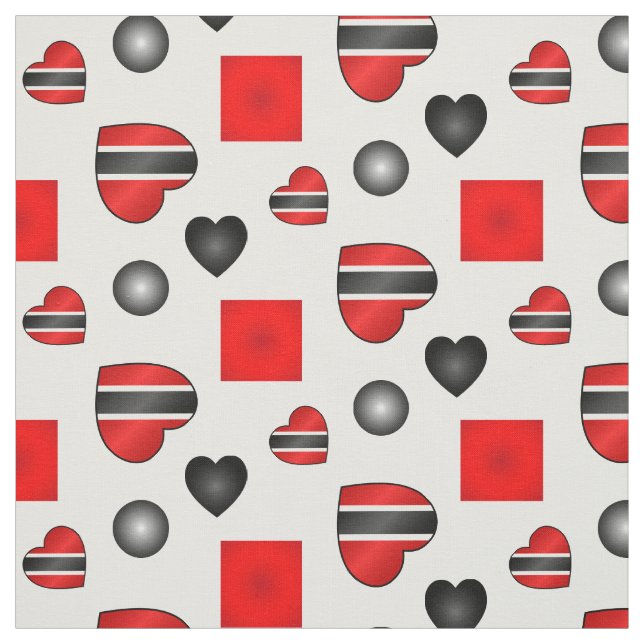 Trinidad och Tobago Heart Flagga on White Tyg (Provkarta)