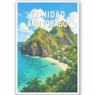 Trinidad och Tobago Illustration Resa Konst Retro Klistermärken