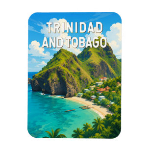 Trinidad och Tobago Illustration Resa Konst Retro Magnet