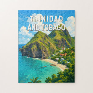Trinidad och Tobago Illustration Resa Konst Retro Pussel