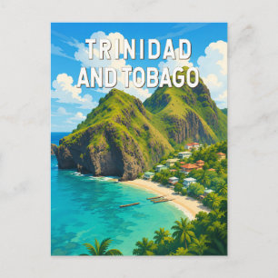 Trinidad och Tobago Illustration Resa Konst Retro Vykort