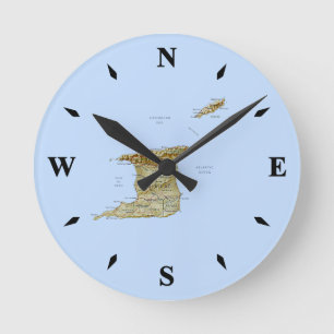 Trinidad och Tobago Karta Clock Rund Klocka