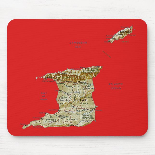 Trinidad och Tobago karta Mousepad Musmatta (Framsidan)