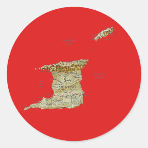 Trinidad och Tobago Karta Sticker Runt Klistermärke