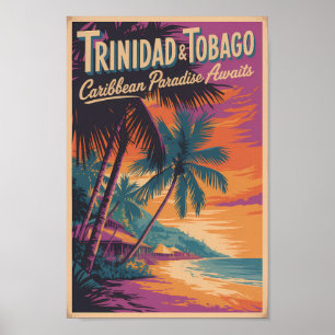 Trinidad och Tobago Landskapsillustration Resa Poster