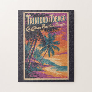 Trinidad och Tobago Landskapsillustration Resa Pussel