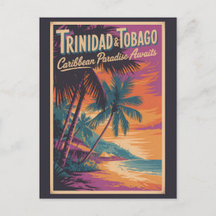Trinidad och Tobago Landskapsillustration Resa Vykort