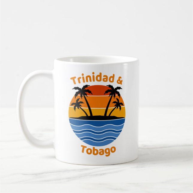 Trinidad och Tobago Retro Sunset Coffee Mugg (Vänster)