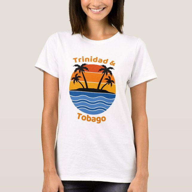 Trinidad och Tobago Retro Sunset T Shirt (Framsida)