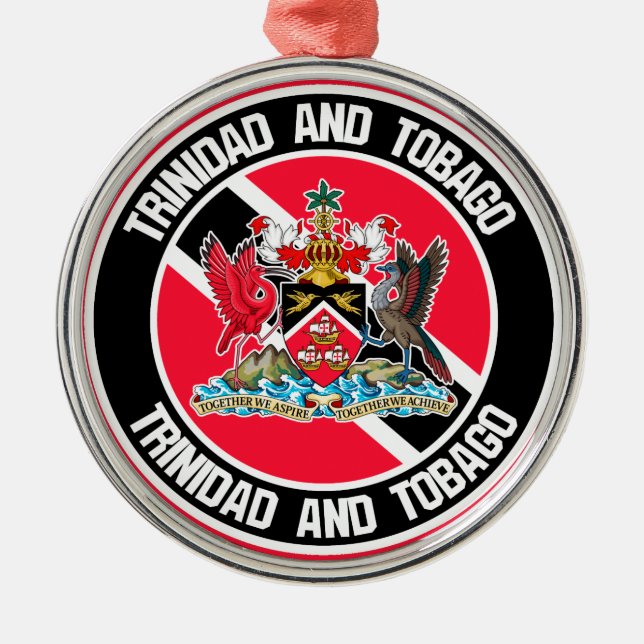 Trinidad och Tobago Round Emblem Julgransprydnad Metall (Framsidan)