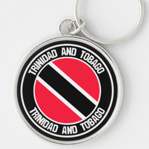 Trinidad och Tobago Round Emblem Rund Silverfärgad Nyckelring