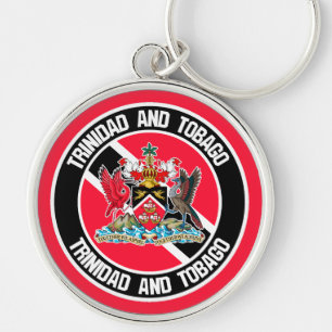 Trinidad och Tobago Round Emblem Rund Silverfärgad Nyckelring
