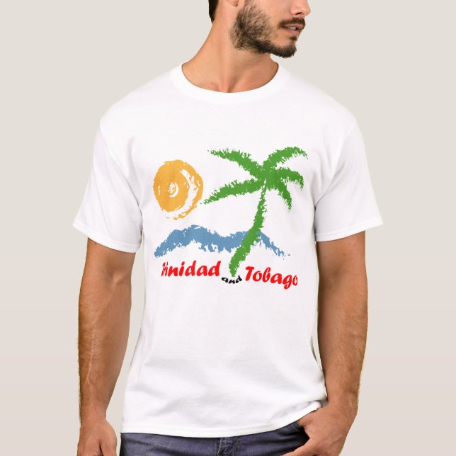 Trinidad och Tobago solhav och kokosnötträd T Shirt (Framsida)