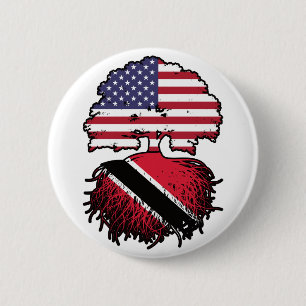 Trinidad och Tobago Trinidadian American USA Träd Knapp