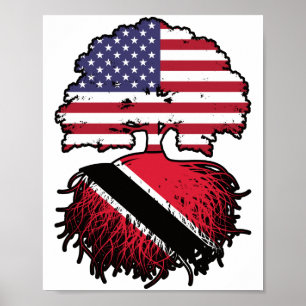 Trinidad och Tobago Trinidadian American USA Träd Poster