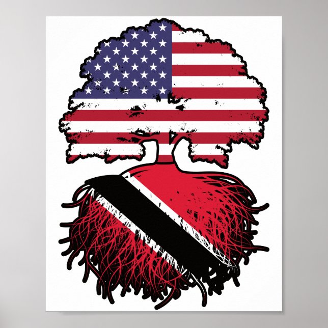 Trinidad och Tobago Trinidadian American USA Träd Poster (Framsidan)