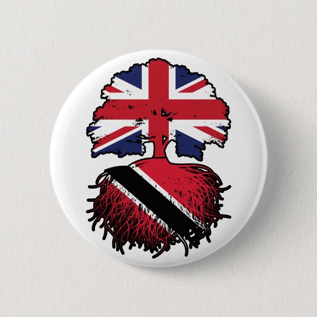 Trinidad och Tobago Trinidadian British UK Träd Knapp (Framsida)