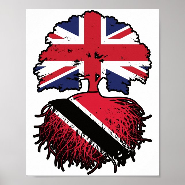 Trinidad och Tobago Trinidadian British UK Träd Poster (Framsidan)