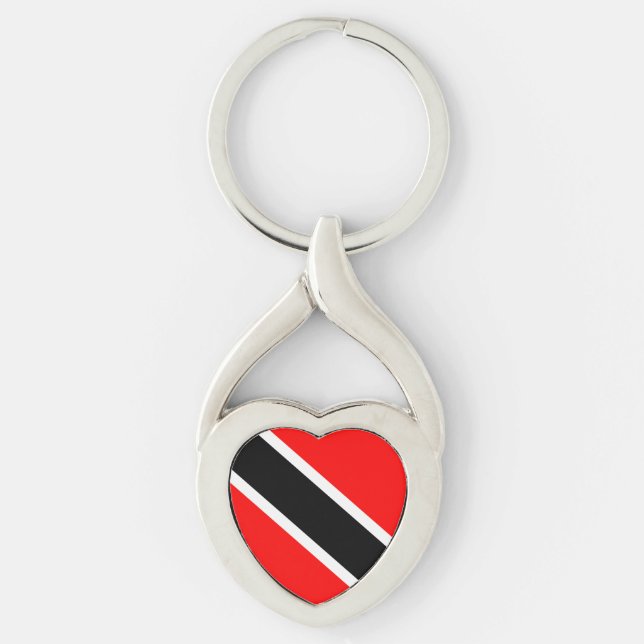 Trinidad och Tobago Twisted Heart Silverfärgad Nyckelring (Framsidan)