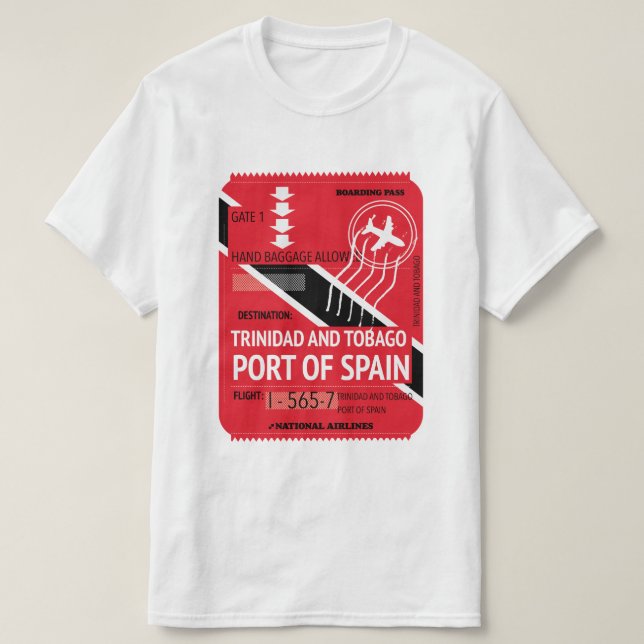 Trinidad och tobakshamn för spinnresor biljett t shirt (Design framsida)