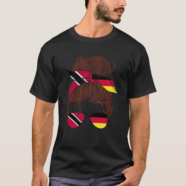 Trinidad och Tyskland Mix Halva Trinidadian halv G T Shirt (Framsida)