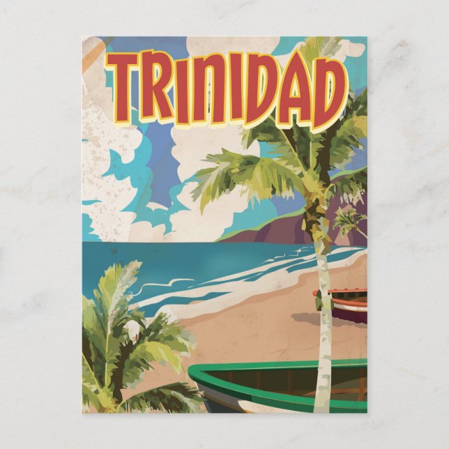 Trinidad tecknads reseaffisch vykort (Framsida)