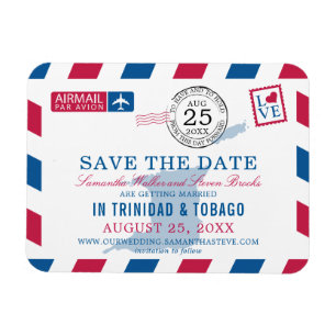 TRINIDAD TOBAGO Airmail Bröllop spara datum Magnet