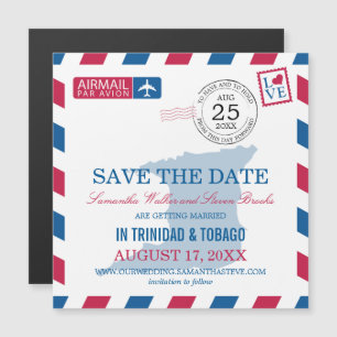 Trinidad Tobago Airmail Spara datum Magnetisk Inbjudningskort