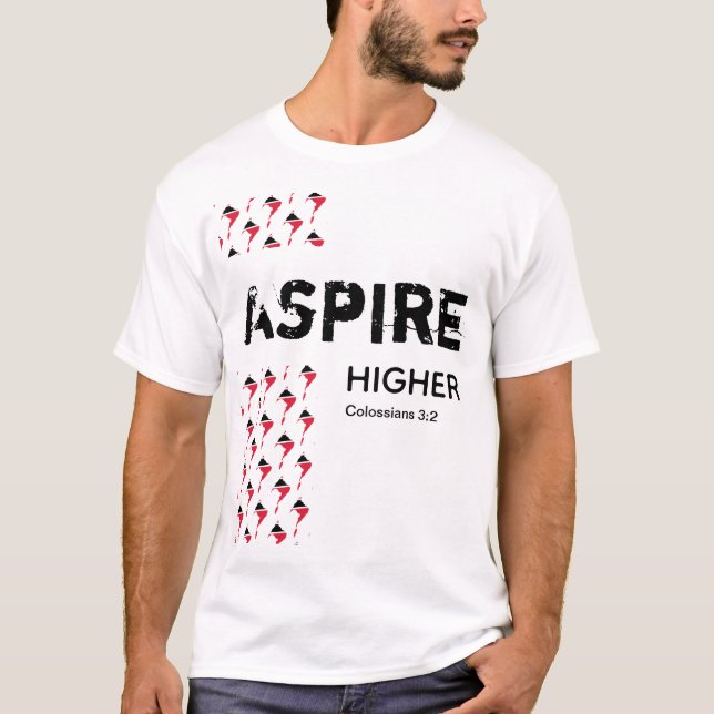 Trinidad Tobago ASPIRE HIGHER Christian Scripture T Shirt (Framsida)