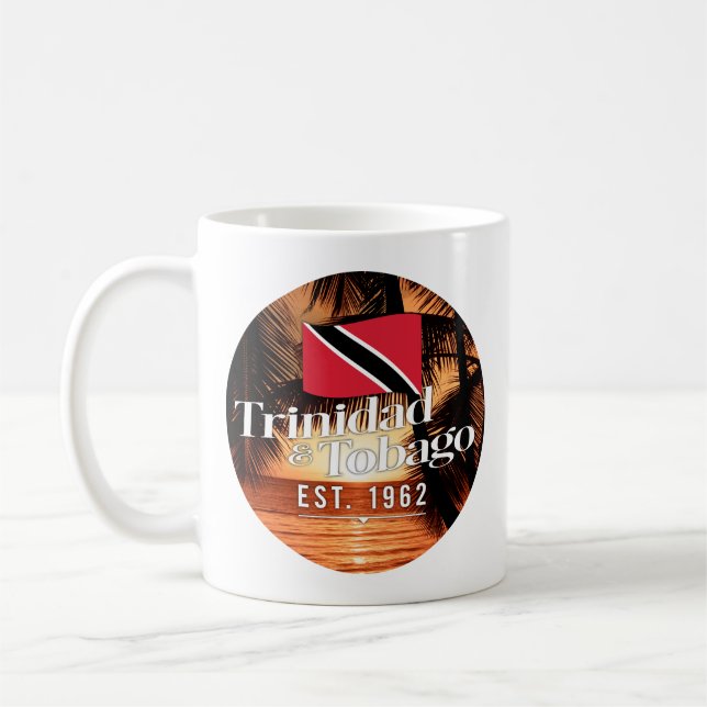 "Trinidad & Tobago Est. 1962-tums solnedgång med F Kaffemugg (Vänster)