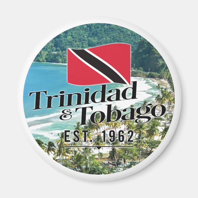 "Trinidad & Tobago Est. 1962-tumsfack med Flagga Magnet (Framsidan)