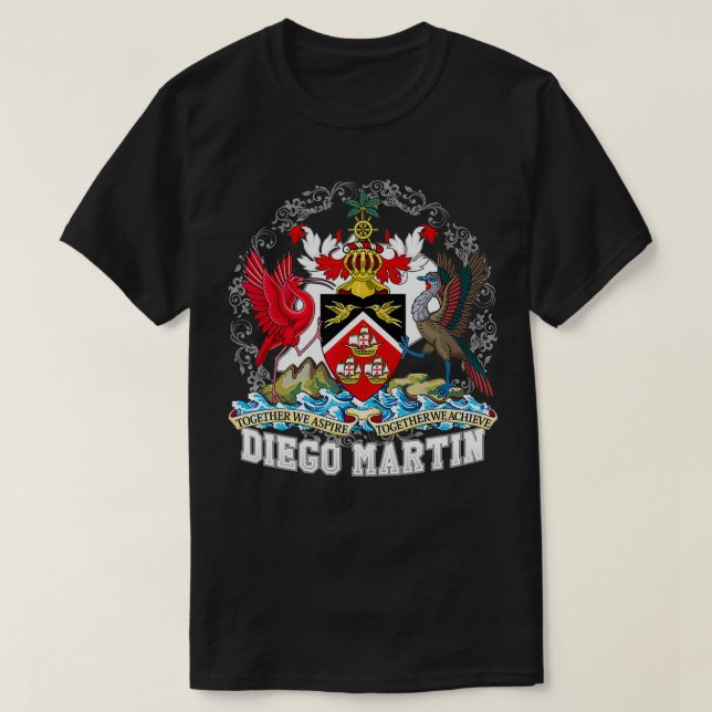 Trinidad Tobago Flagga Emblem Diego Martin Vapensk T Shirt (Design framsida)