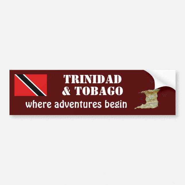 Trinidad & Tobago flagga + Kartabildekal Bildekal (Framsidan)