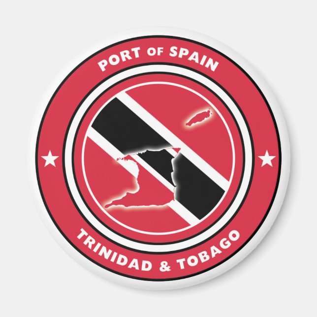 Trinidad & Tobago Flagga och Flagga Karta Magnet (Framsidan)
